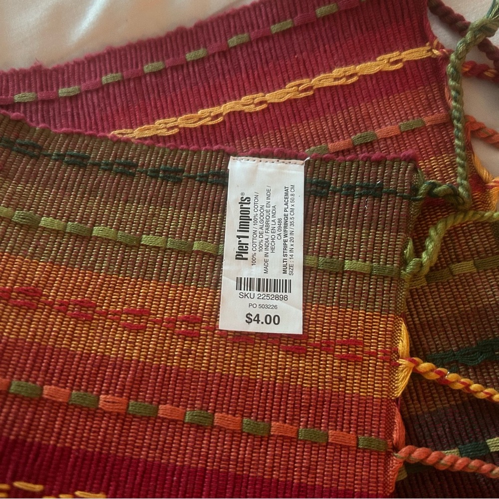 Pier 1 Multicolor Cotton Table Runner, Placemats and Napkin Set - Picture 8 of 8